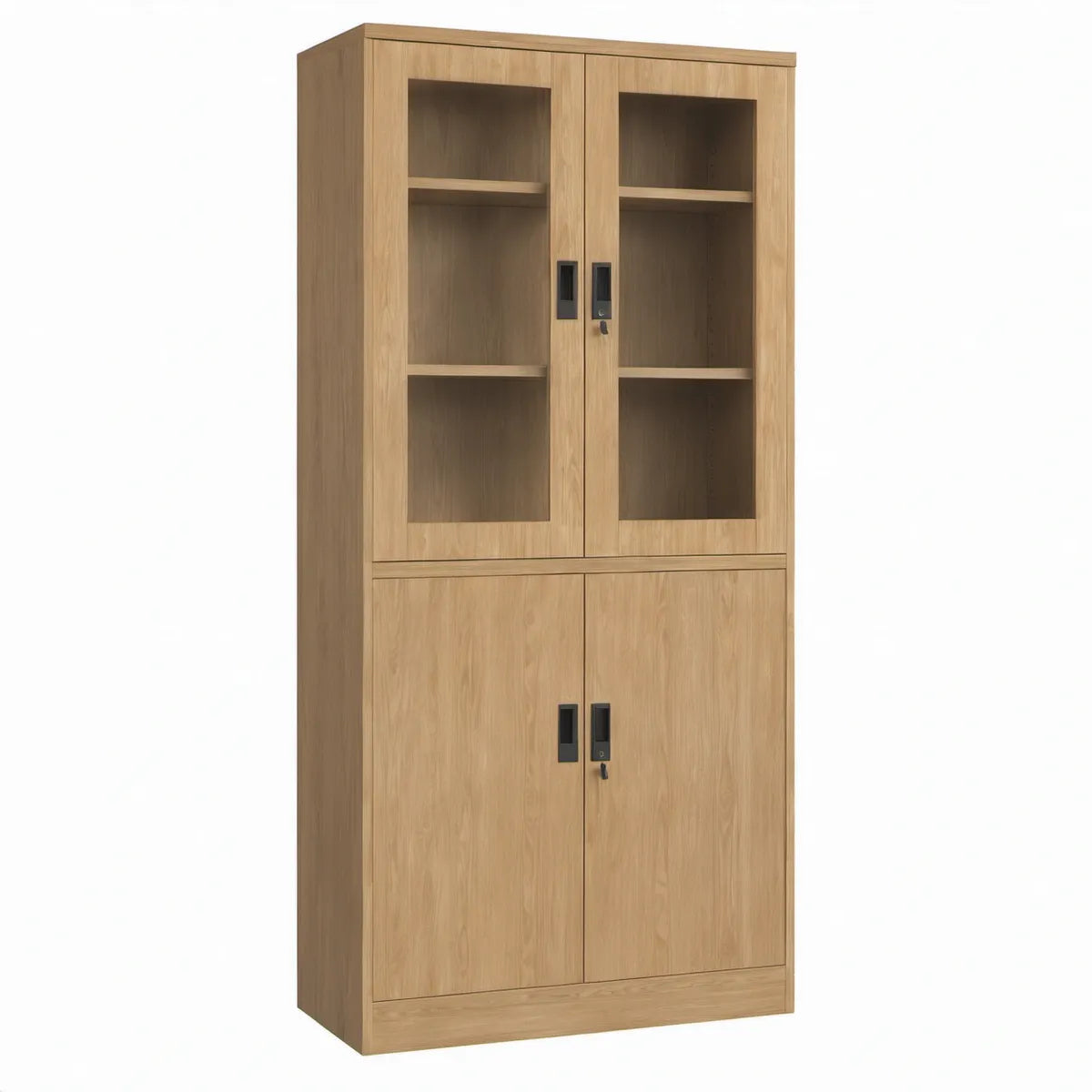 Abschliessbarer Schrank in heller Eichenoptik mit Glastüren, 90 x 40 x 180 cm
