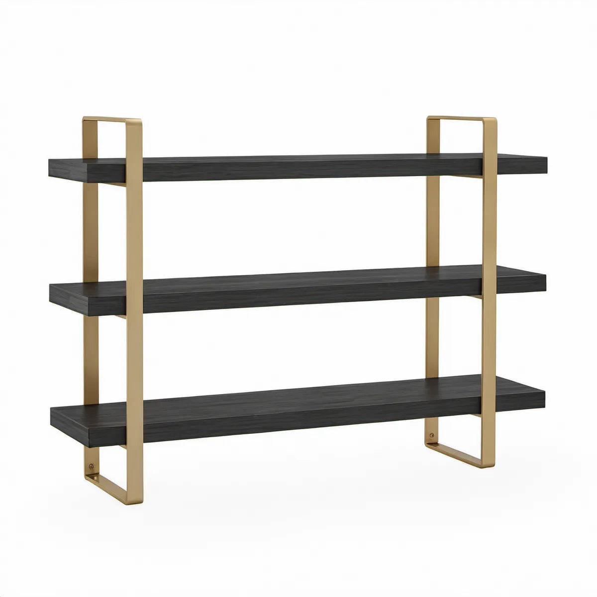 Wandregal 120 x 25 x 90 cm mit 3 Ablagen, Schwarz/Gold